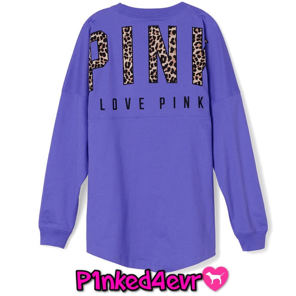VS PINK Leopard Logo Varsity Crew XS